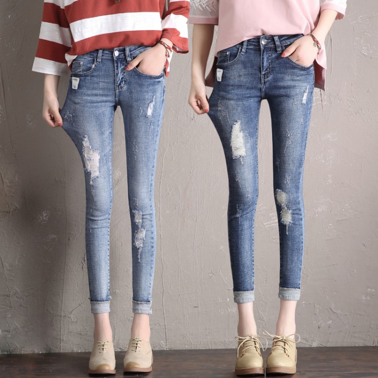 731 Mädchen-Jeans mit Bleistiftlöchern und hoher Taille